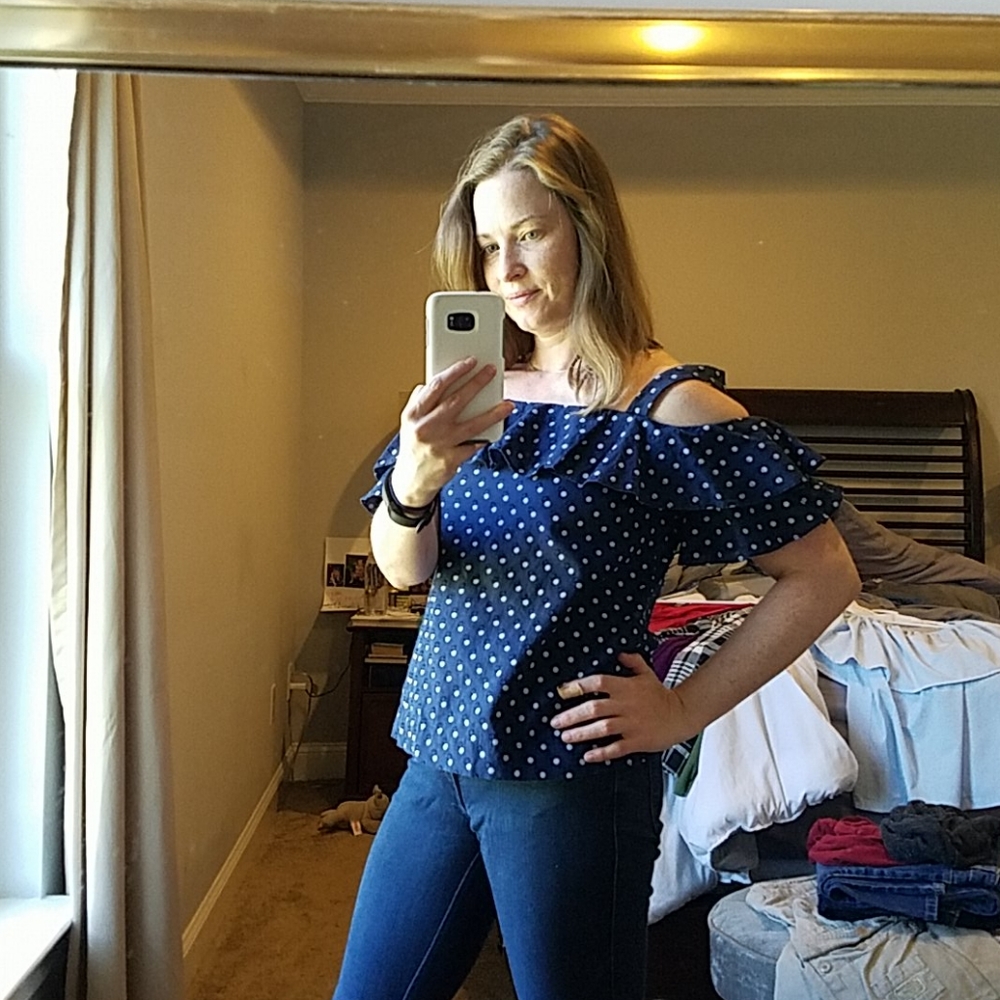 J. Crew off the shoulder ruffle blouse